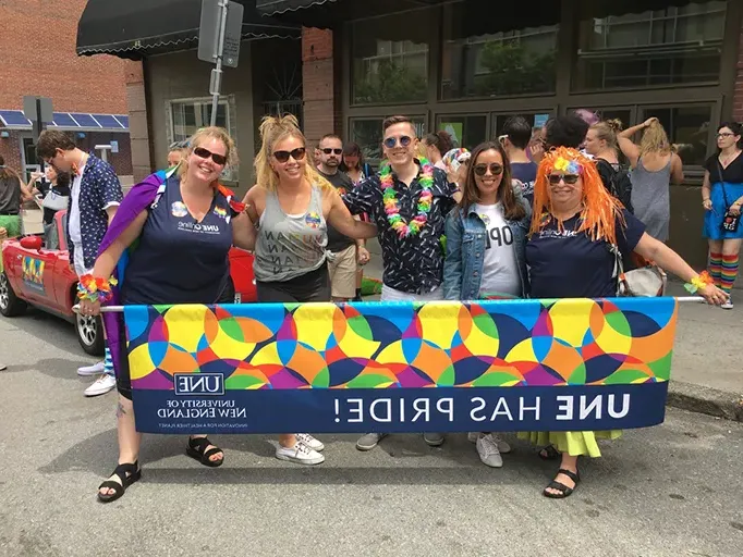 UNE COM students march in Portland, Maine's pride parade