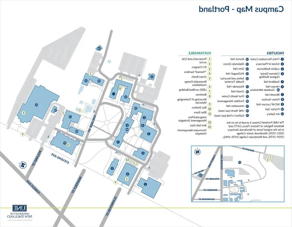 An illustrated map of the Portland Campus