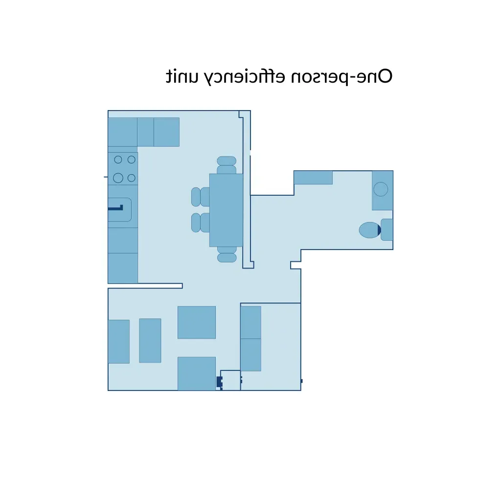 Floor plan of a one-person efficiency unit in Seavey Terraces