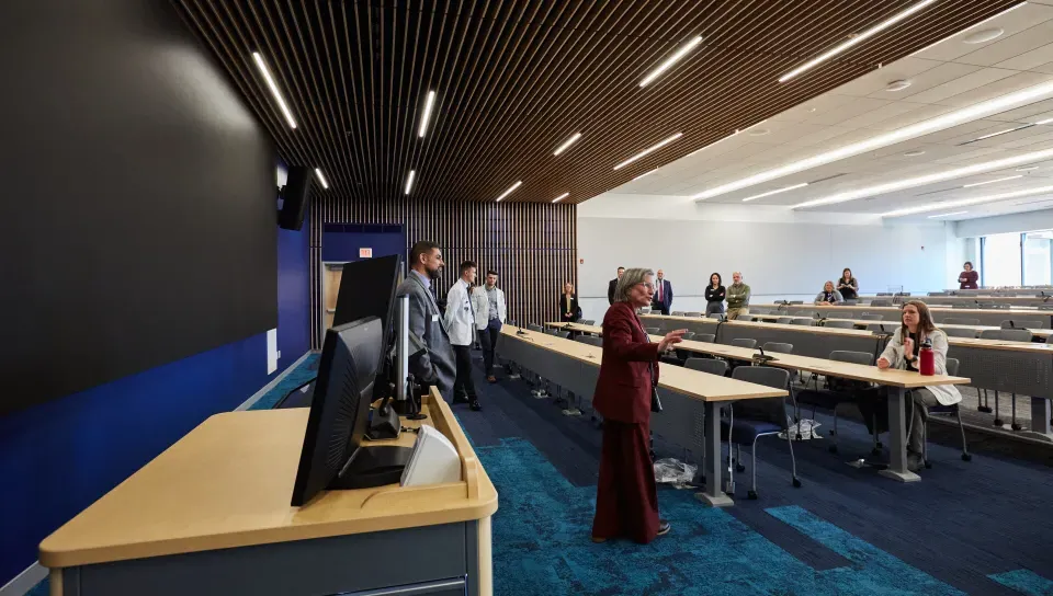 Maine lawmakers and Portland Counselors get a first look at UNE's new medical educational facility on Jan. 10. 